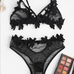 Mesh Appliqué Lingerie Set